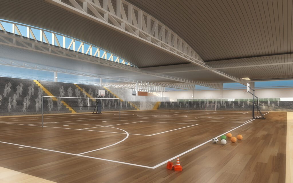 Interior da quadra esportiva coberta
